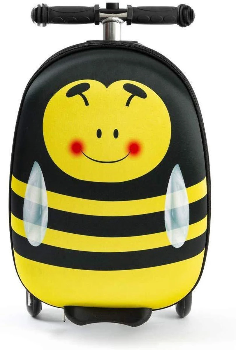 Rolkoffer Trolley Voor Kinderen | Geel | Trolley | Tas Kind | Bagagekoffer | Step Jongen | Vliegtuig Nekkussen | Step Met 3 Wielen | FDBW | Koffer Handbagage - 50 Kilo - Bouncy Box 40x20x25 Cm + Nekkussen Vliegtuig - Afbeelding 6