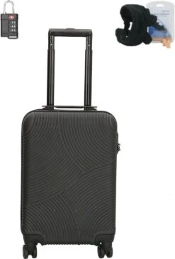 Handbagage Koffer 55x35x25 + Tsa Slot & Slaapmasker Zwart