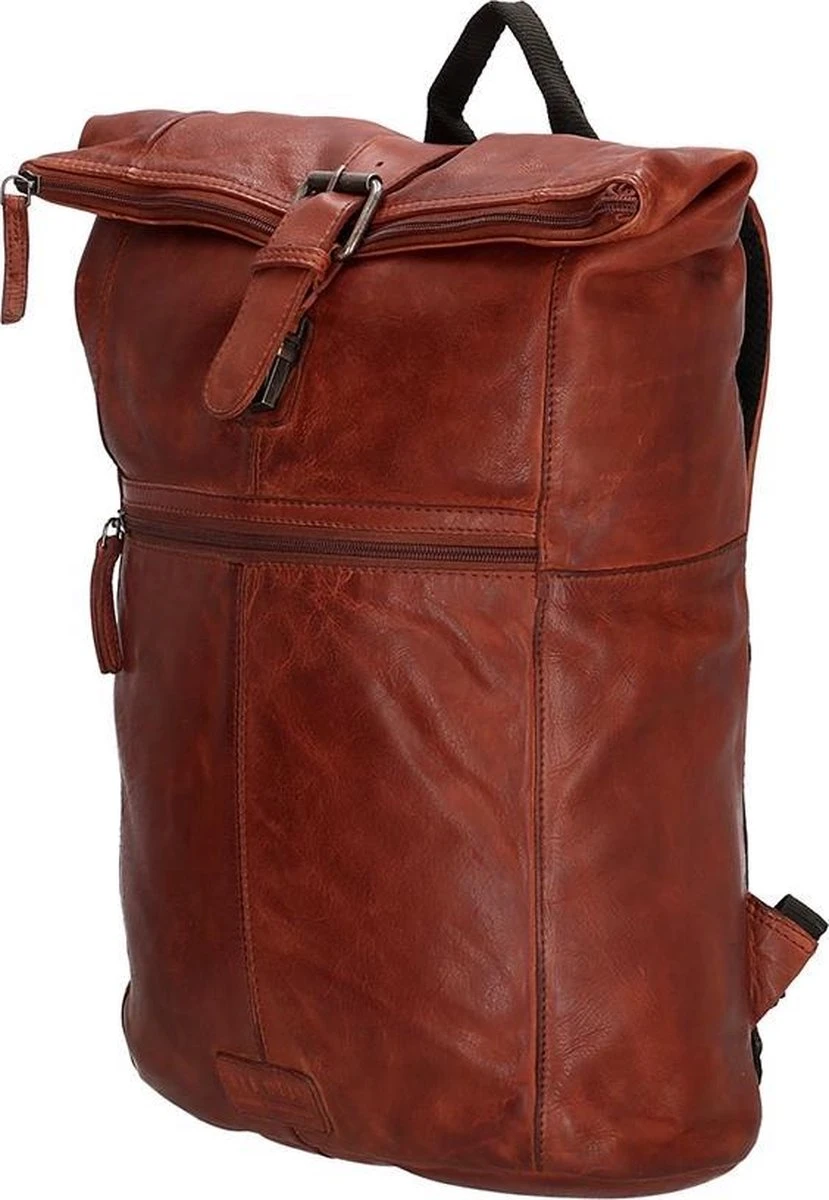 Old West Paint Rock Leren Rolltop Rugtas 13,3 Inch - Cognac - Afbeelding 3