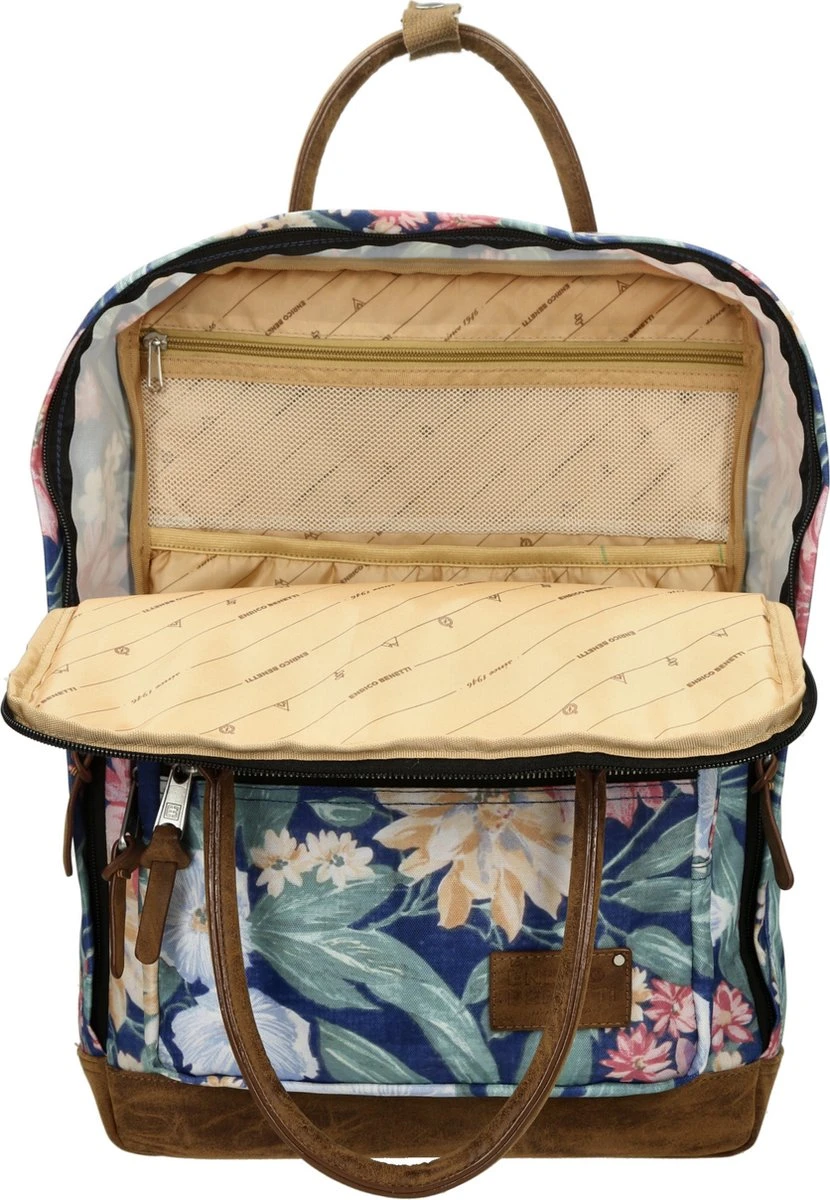 Enrico Benetti Santiago 46180 Laptoprugzak Met 17" Laptopvak - Donkerblauw Bloemen Print - Afbeelding 5