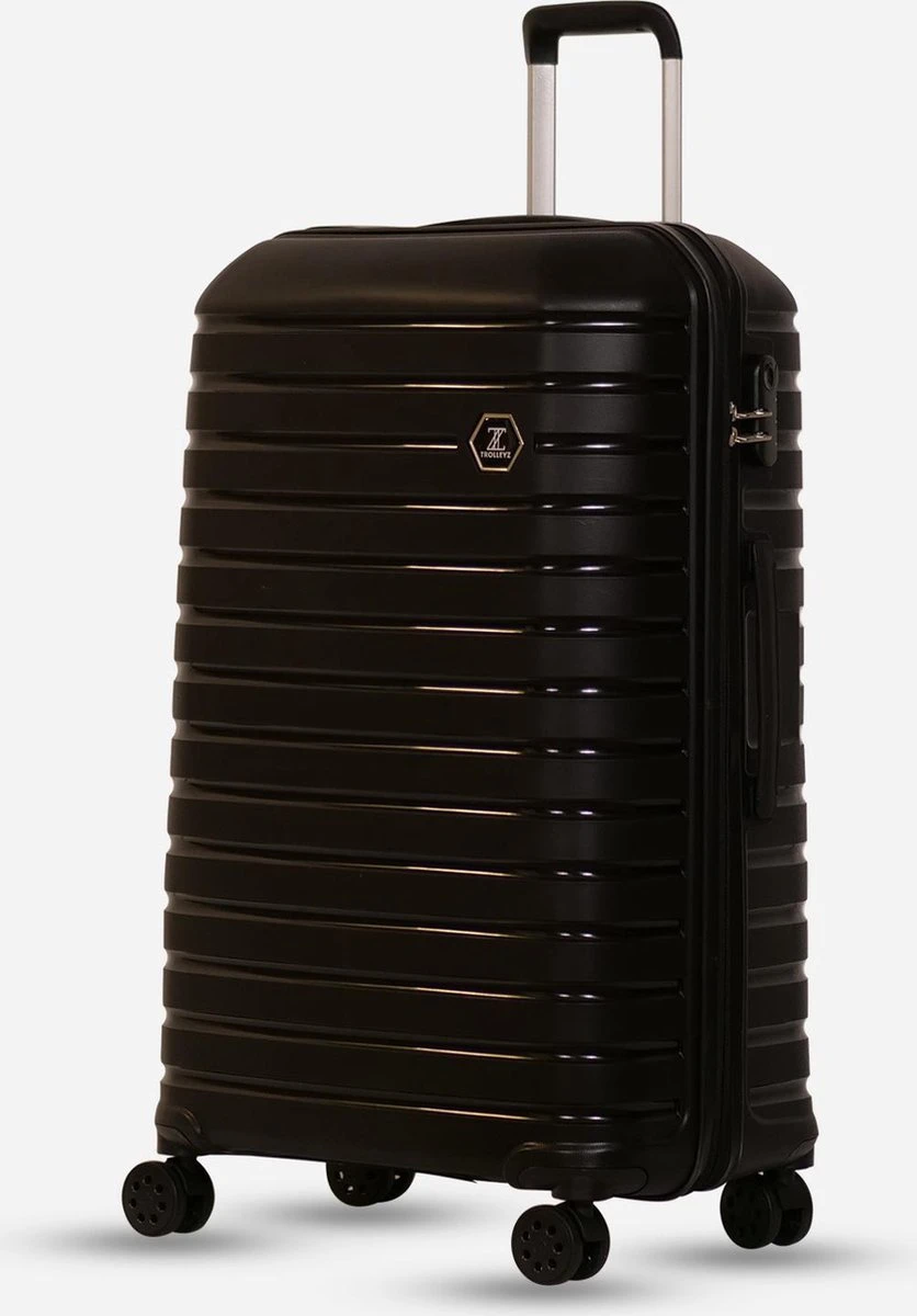 ©TROLLEYZ - Berlin No.11 - Reiskoffer 78cm Met Cijferslot - Dubbele Wielen - 360° Spinners - 100% Polypropyleen - Reiskoffer In Night Black - Afbeelding 8