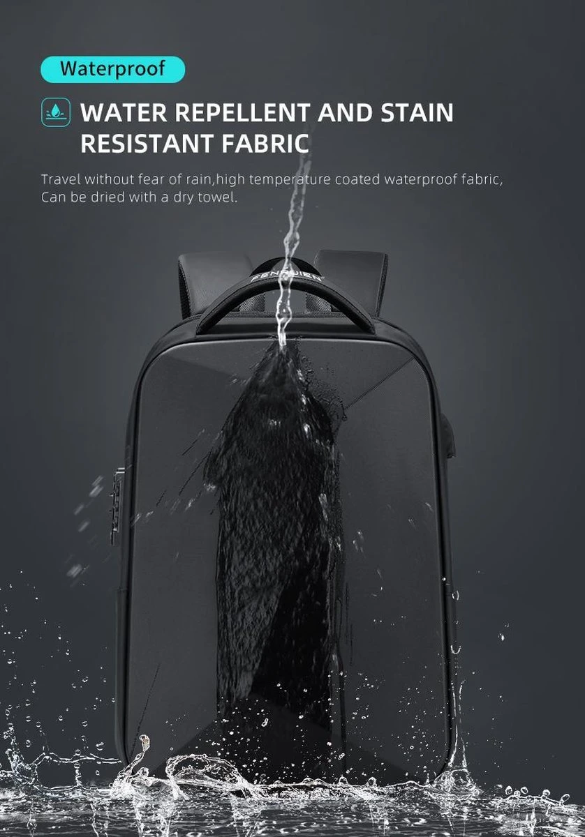 Bange Rugtas - 15,6 Inch - Laptop Rugzak - USB-aansluiting - TSA Slot - Waterafstotend - Zwart - Incl. Smart Thermosfles - Afbeelding 5