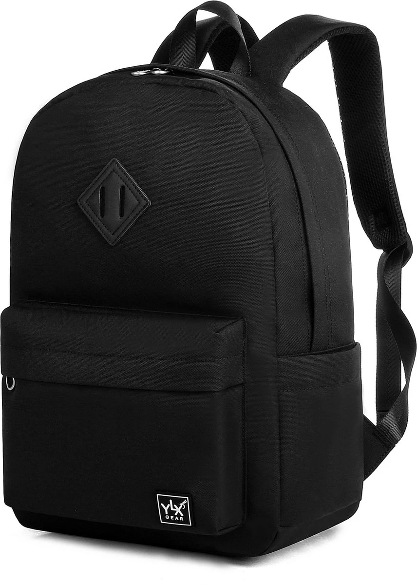 YLX Finch Rugzak. Zwart. Recyceld Rpet Materiaal. Gerecyclede Plastic Flessen - Eco Friendly. Volwassenen - Tieners - Middelbare Scholieren - Jongens - Meisjes. 14" Laptop Sleeve. Backpack - Schooltas - Rugzak - Afbeelding 2