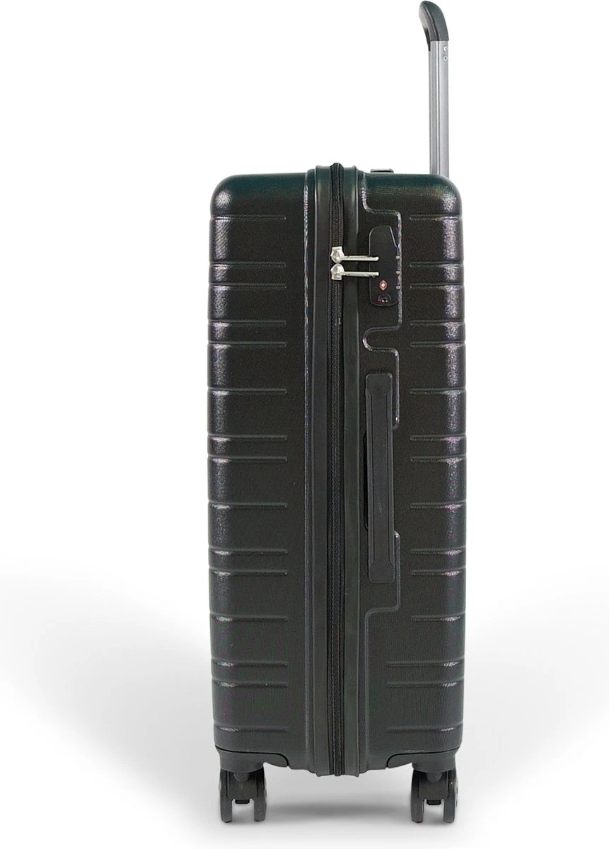 ©TROLLEYZ - Amsterdam No.9 - Reiskoffer 69cm Met TSA Slot - Dubbele Wielen - 360° Spinners - 100% ABS - Reiskoffer In Night Black - Afbeelding 2