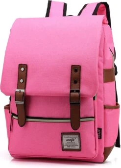 Veran Rugtas - Rugzak - 25 Liter - 15,6" Laptopvak - Boekentas - Vintage - Laptop - School - Boekentas - Roze