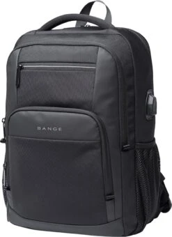 ACROPAQ Rugzak - Met Laptopvak 17 Inch, Waterdicht, Voor Dames En Heren, USB Aansluiting - Rugtas Voor Meisje En Jongens- Zwart