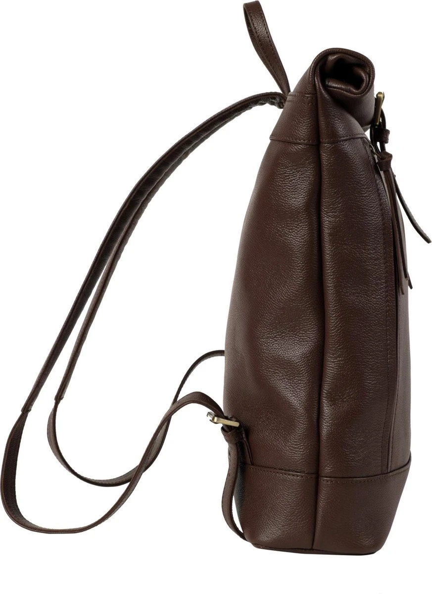 Grayham Franklin Leren Roll-top Rugzak - Donkerbruin - Met Laptopvak - 100% Leer - Afbeelding 2