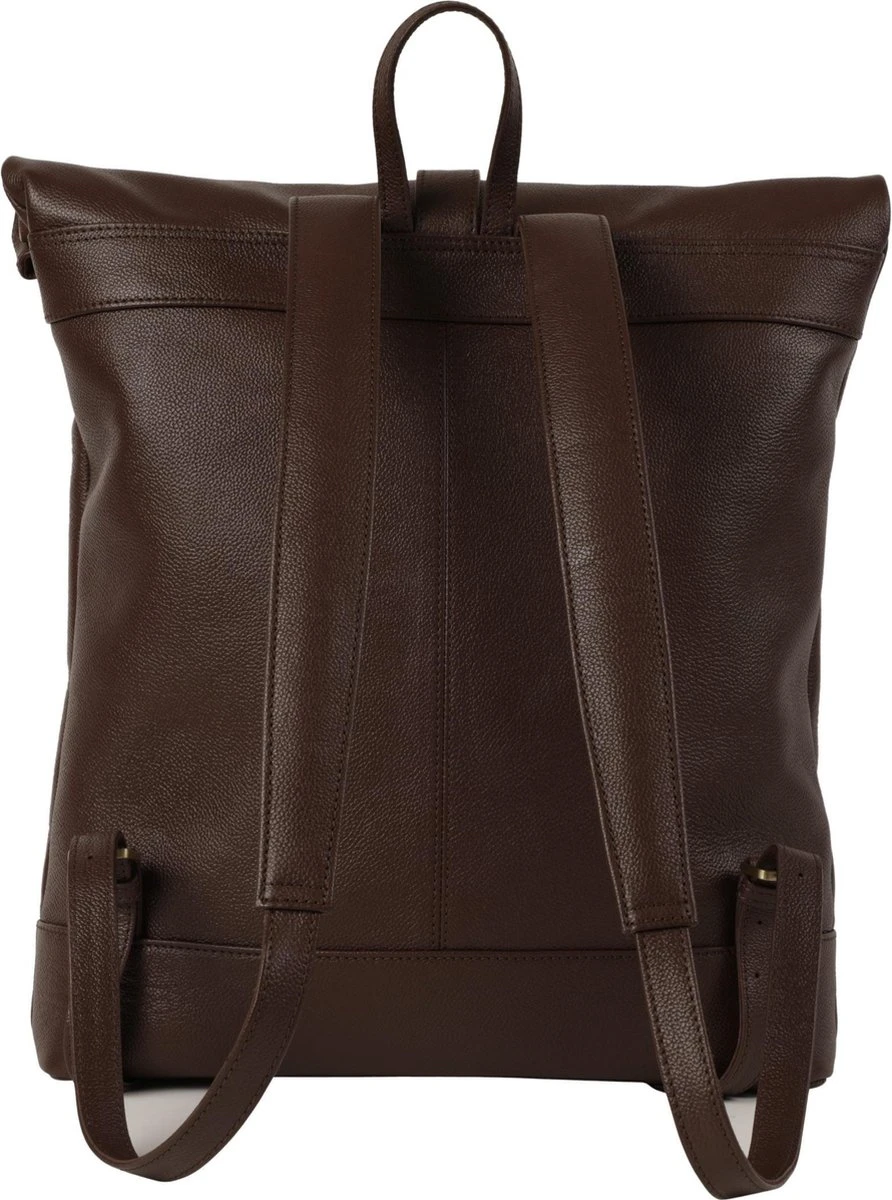 Grayham Franklin Leren Roll-top Rugzak - Donkerbruin - Met Laptopvak - 100% Leer - Afbeelding 3