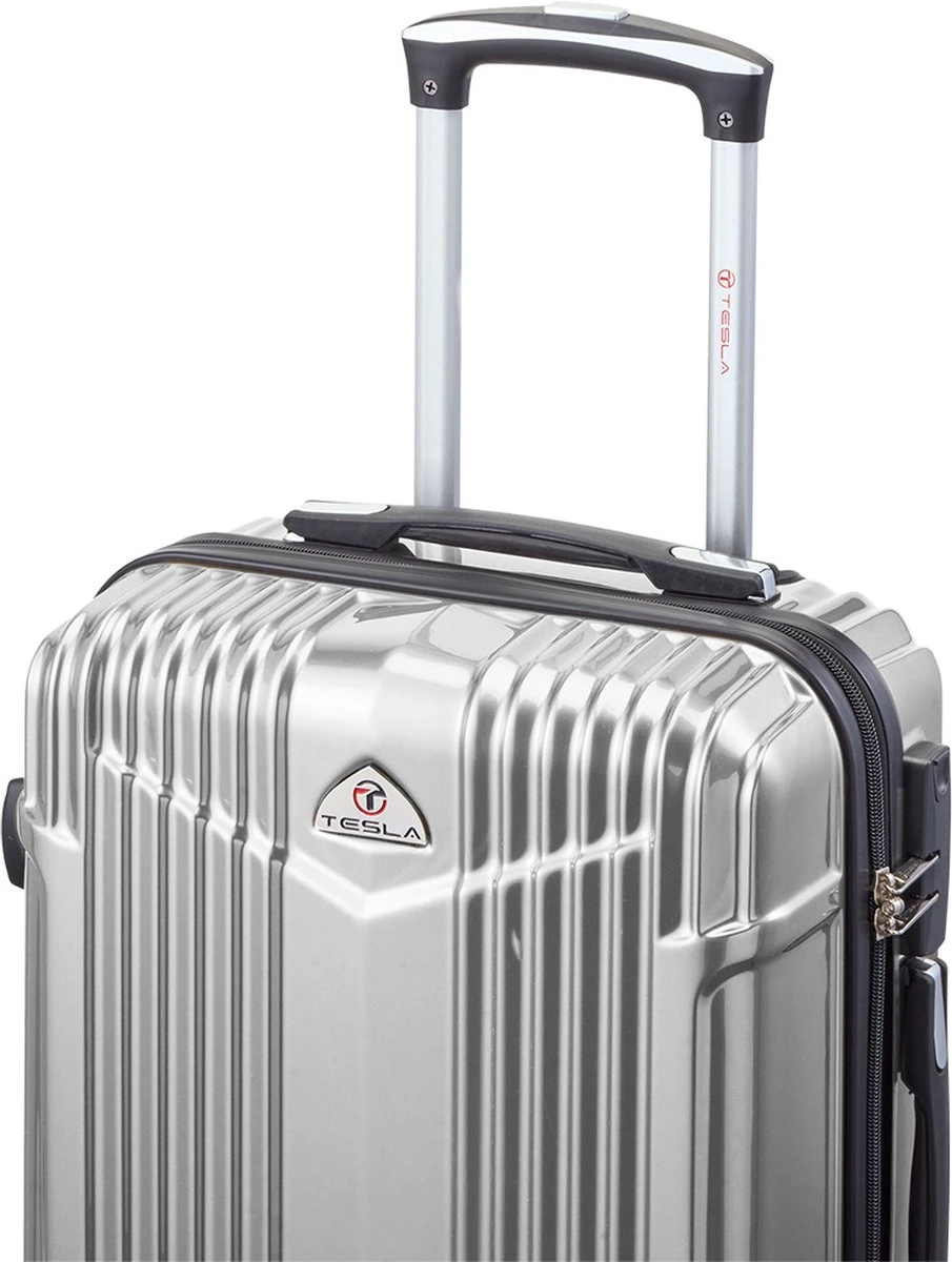 Tesla PC - Handbagage Koffer - 55x35x20 Cm - 4 Wielen - Zilver - Afbeelding 4