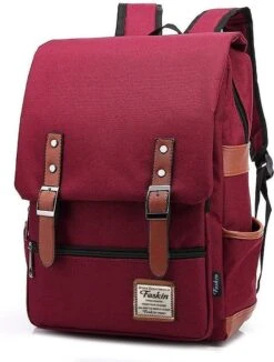 Veran Rugtas - Rugzak - 25 Liter - 15,6" Laptopvak - Boekentas - Vintage - Laptop - School - Boekentas - Rood