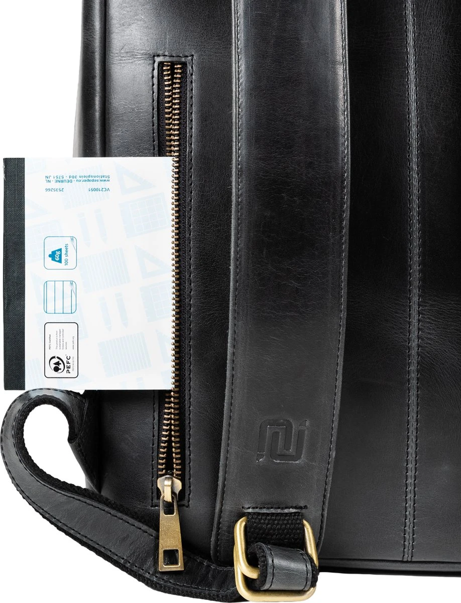 NEGOTIA Alpha - Leren Laptop Rugzak Dames En Heren - Leren Rugtas - 100% Luxe Top-Grain Leer - Zwart - Afbeelding 3