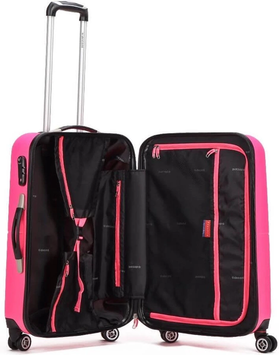 Decent Handbagage Koffer / Trolley / Reiskoffer - 50 Cm - 32 Liter - ABS - Neon-Fix - Roze - Afbeelding 4