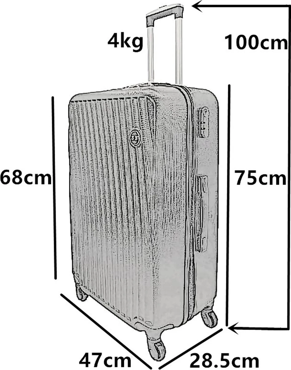 SB Travelbags Bagage Koffer 75cm 4 Wielen Trolley - Champagne - Afbeelding 5