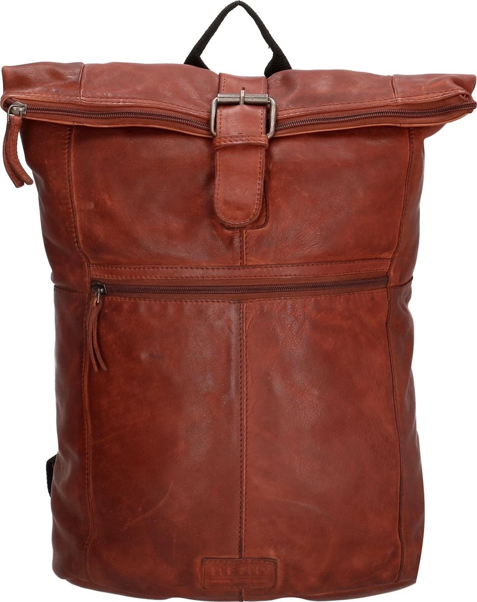 Old West Paint Rock Leren Rolltop Rugtas 13,3 Inch - Cognac