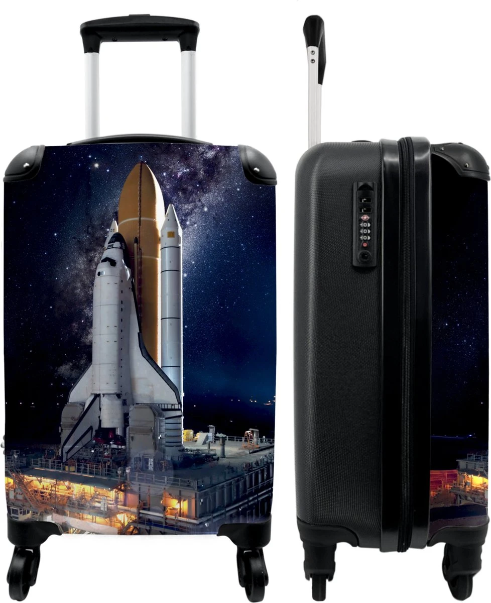 NoBoringSuitcases.com® Koffer - Ruimte - Spaceshuttle - Raket - Jongens - Past Binnen 55x40x20 Cm En 55x35x25 Cm - Handbagage - Trolley - Fotokoffer - Cabin Size - Print