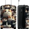 NoBoringSuitcases.com® Koffer - Handbagagekoffer - Kat - Dieren - Poes - Patronen - Trolley Op Wieltjes - Past Binnen 55x40x20 Cm En 55x35x25 Cm - Reiskoffers