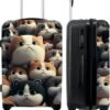 NoBoringSuitcases.com® Koffer Groot - Kat - Huisdieren - Poes - Bruin - Grijs - Trolley Koffer Met TSA-slot - Met Wielen - 90 Liter - Reiskoffer - 66 Cm
