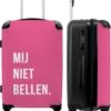 NoBoringSuitcases.com® Koffer Groot - Quotes - Spreuken - Mij Niet Bellen. - Roze - Wit - Trolley Koffer Met TSA-slot - Met Wielen - 90 Liter - Reiskoffer - 66 Cm