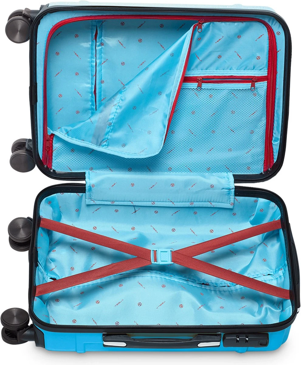 Tesla PC - Handbagage Koffer - 55x35x20 Cm - 4 Wielen - Licht Blauw - Afbeelding 3